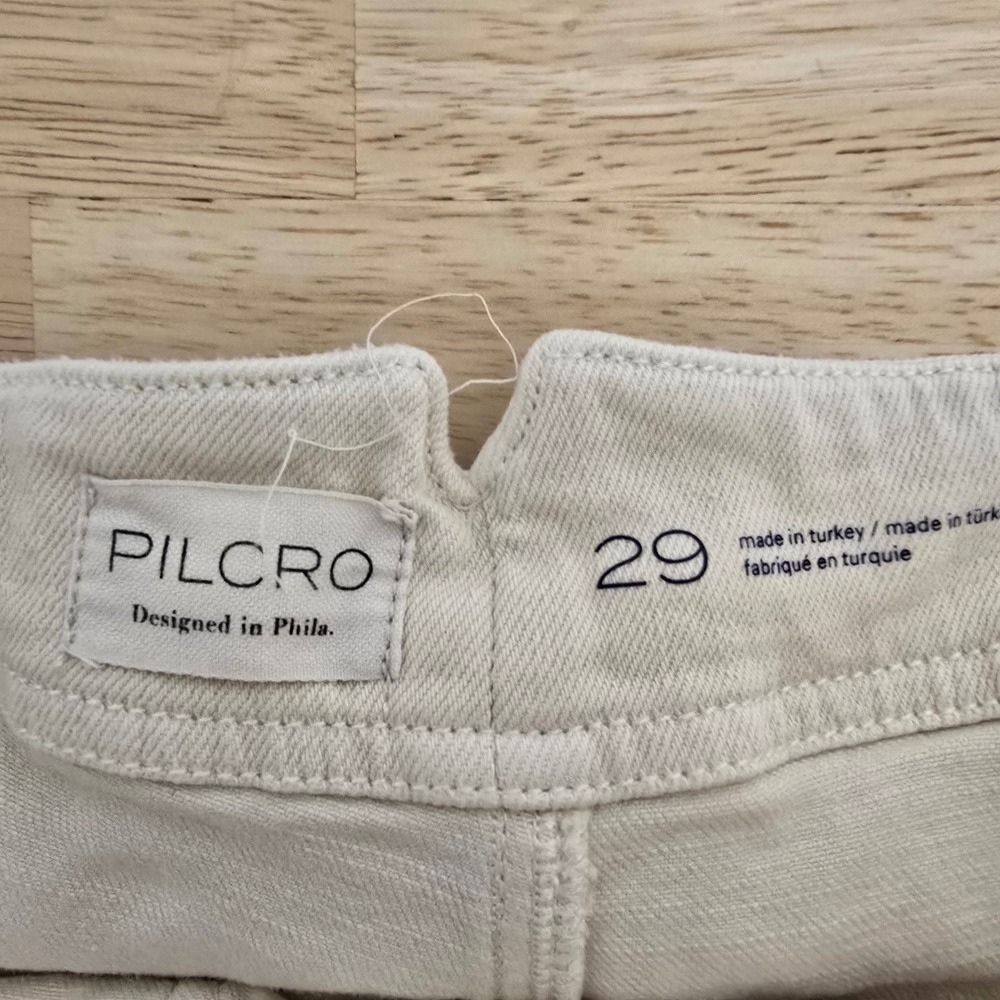 Pilcro and the Letterpress Cream Cotton Hemp Cinch Back Utility Shorts Size 29 - Picture 3 of 7